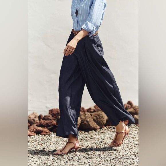 ZARA WIDE LEG BELTED PANTS - Picture 4 of 8
